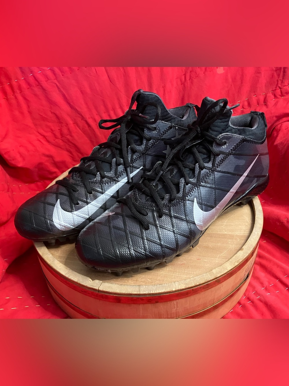 EUC Nike Mens Football Cleat Black Lacrosse Shoe Field General 3 Size 12